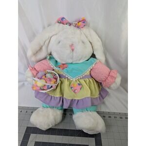 Easter Rabbit Bunny Plush Pastel Corduroy Dress Basket Eggs 19 Inch MTY